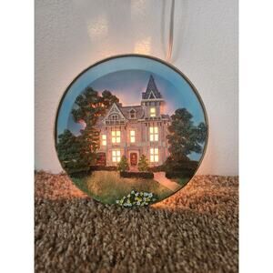 3D Vintage Victorian Blue House Night Light Display W/Inline Switch 7" Around